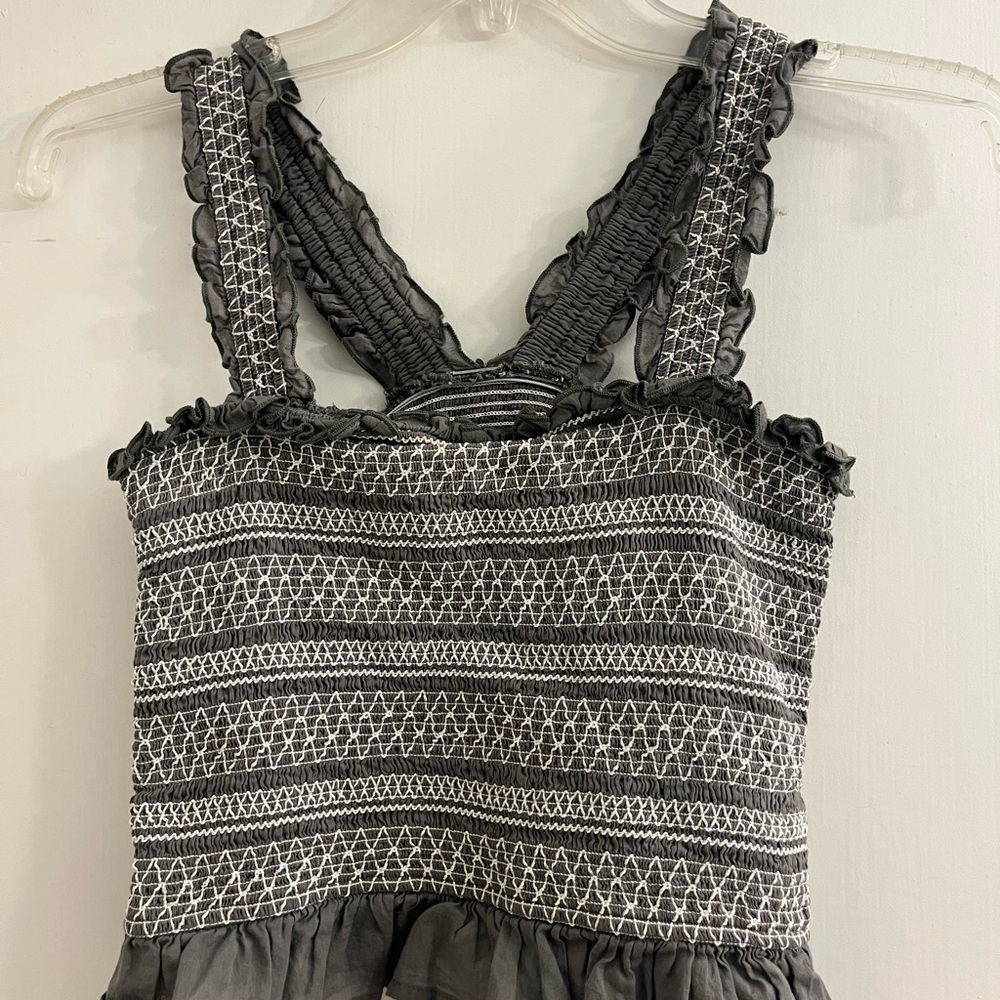 Gray/green and White Smocked Crop top